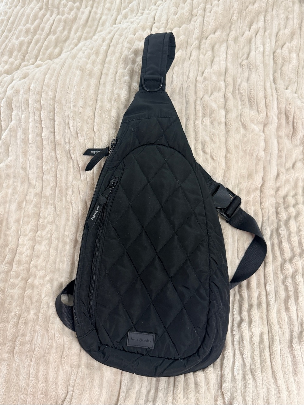 Vera Bradley Black Quilted Sling Backpack - Single Strap Crossbody